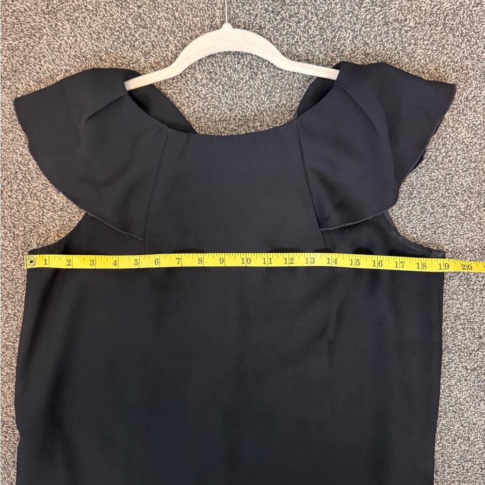 Banana Republic Black Mini Cocktail Dress Ruffle Sleeve Sz 8 PullOn Lightweight - Picture 9 of 11